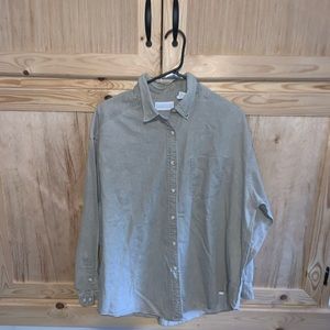 Land’s End beige button front shirt size L 14/16